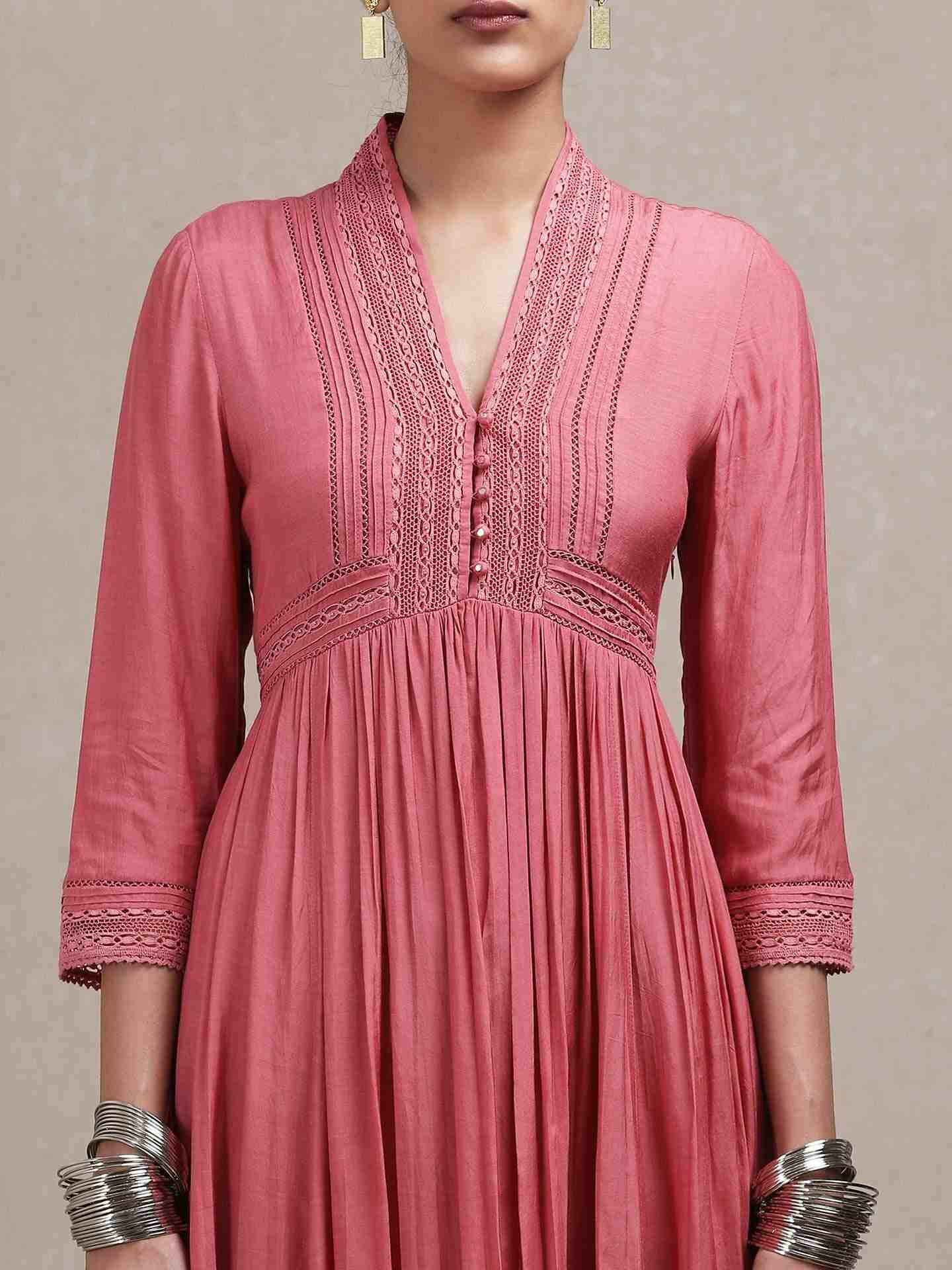 Pink Erham Anarkali Suit Set
