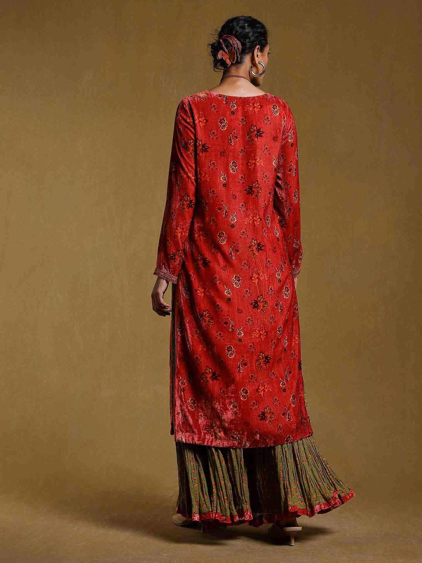 Pink Godaveri Velvet Sharara Set