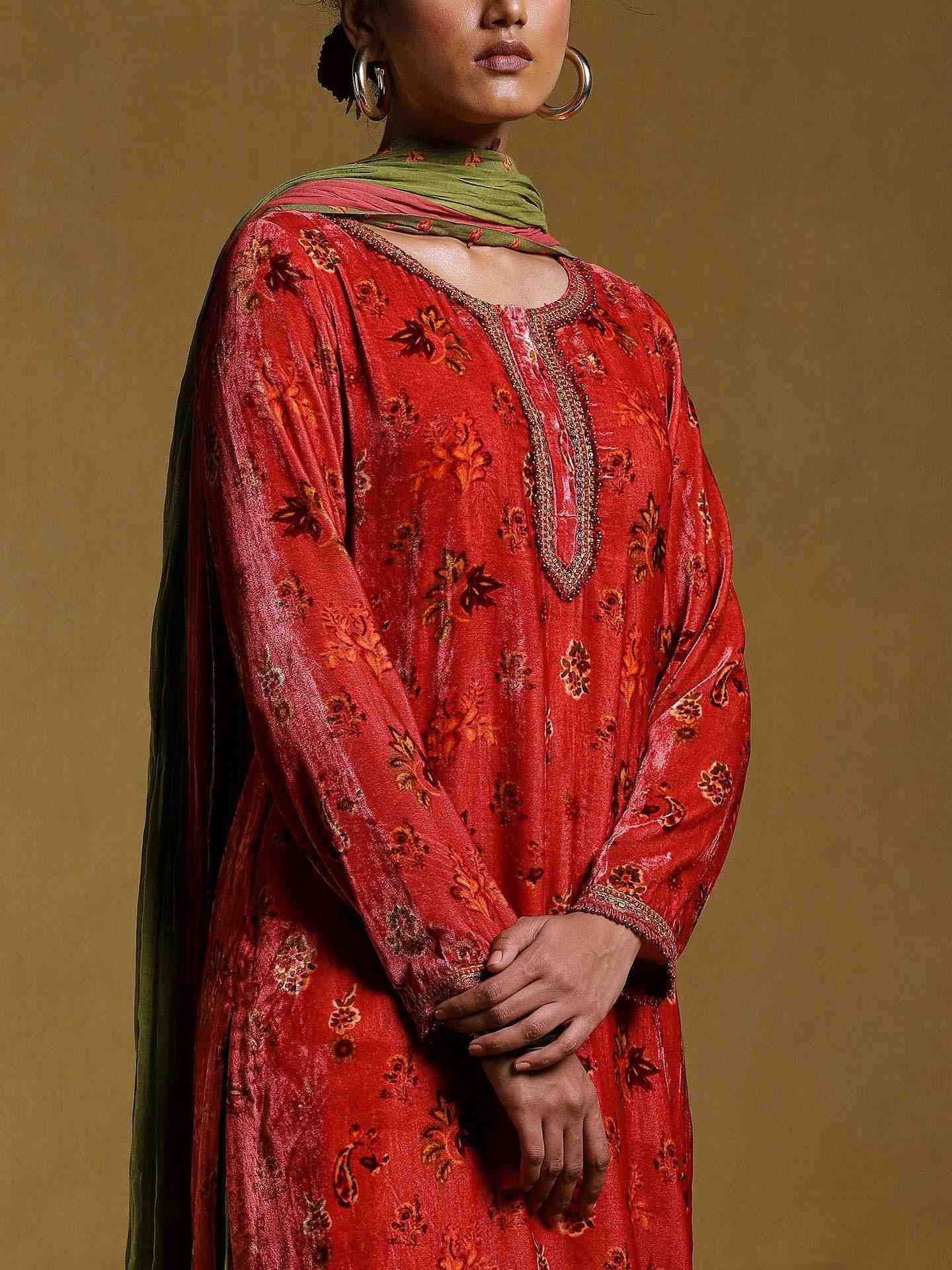 Pink Godaveri Velvet Sharara Set