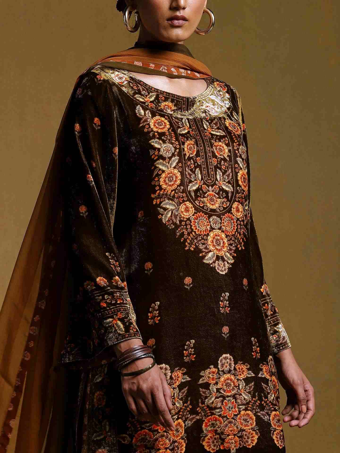 Green Kripa Velvet Sharara Set