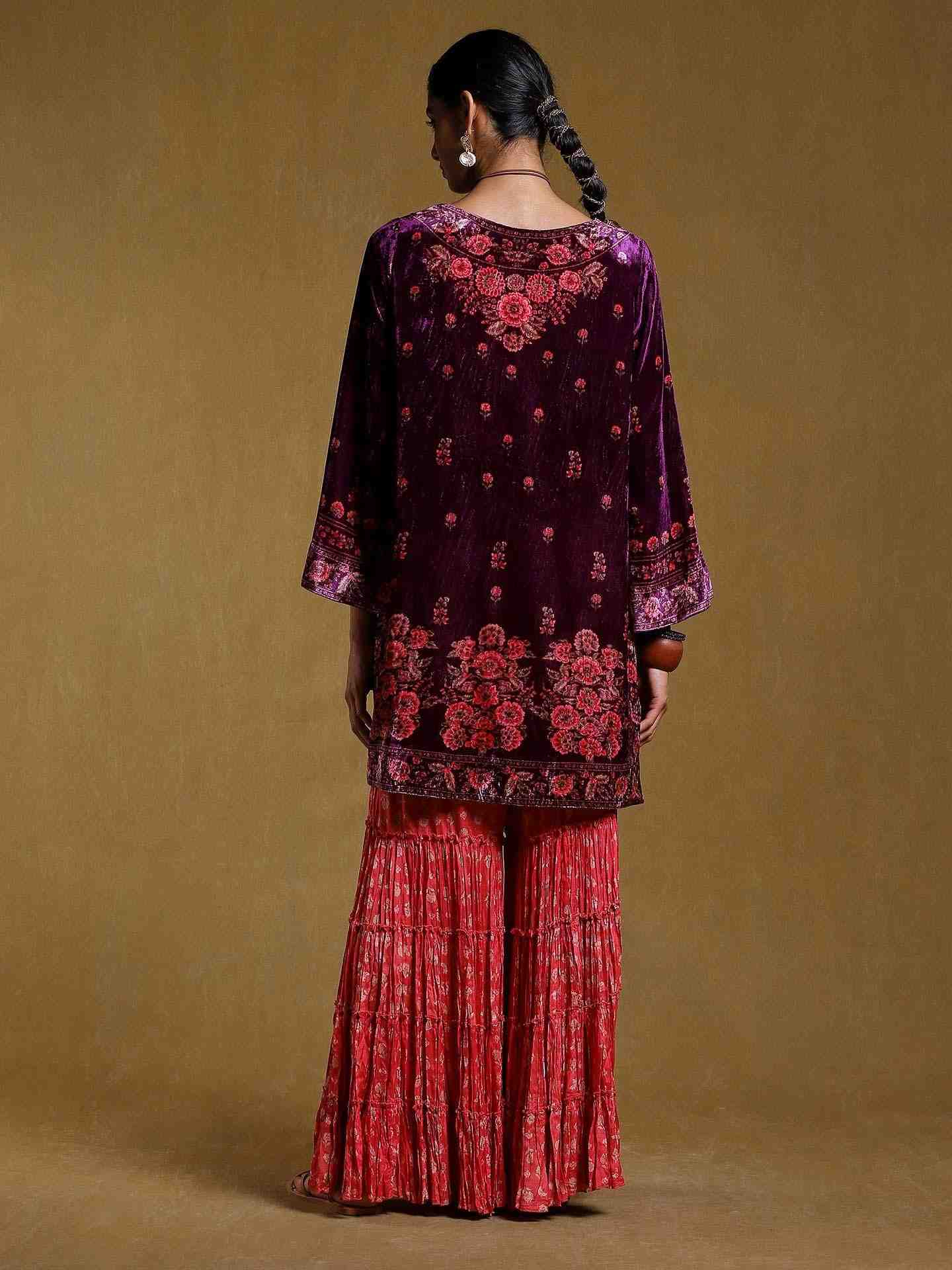 Purple Kripa Velvet Sharara Set