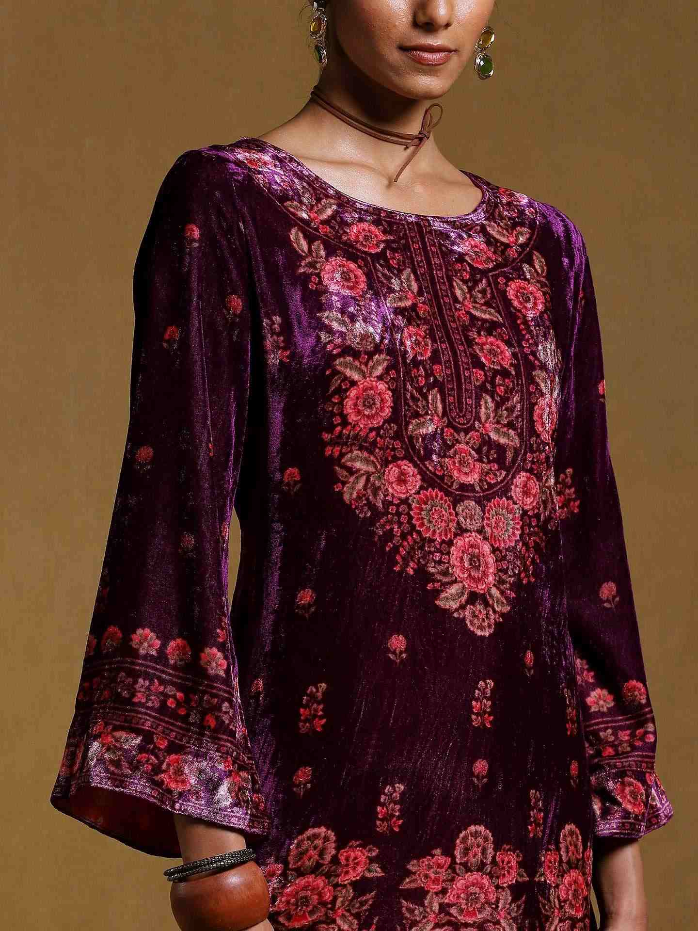Purple Kripa Velvet Sharara Set
