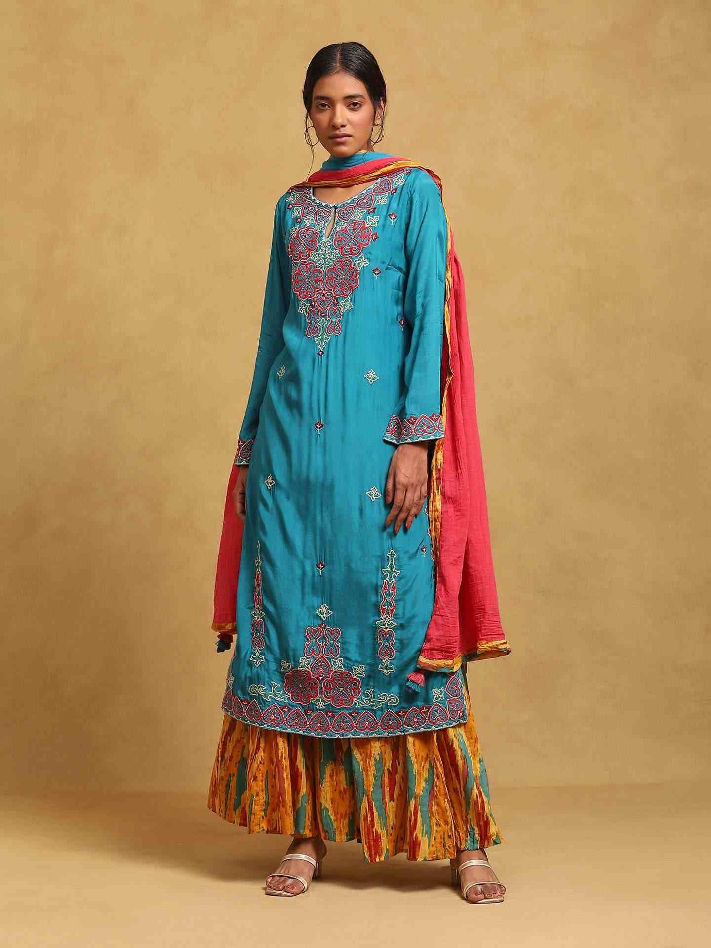 Teal Parvaz Suit Set