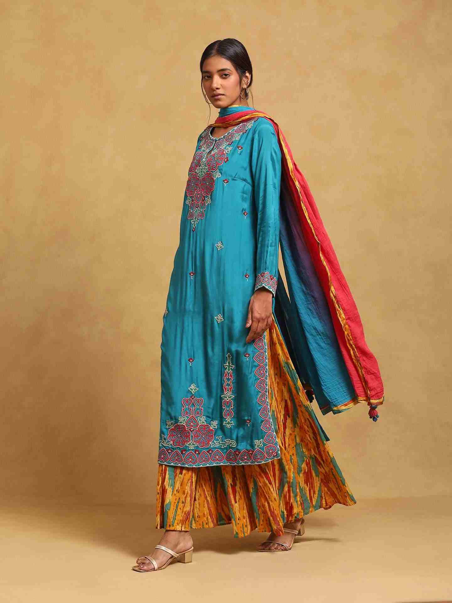 Teal Parvaz Suit Set