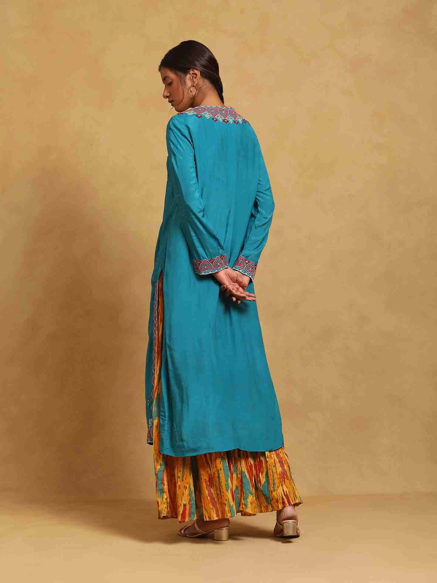 Teal Parvaz Suit Set