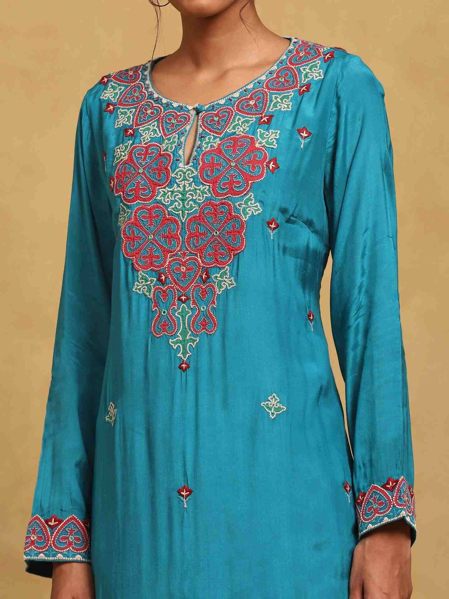 Teal Parvaz Suit Set