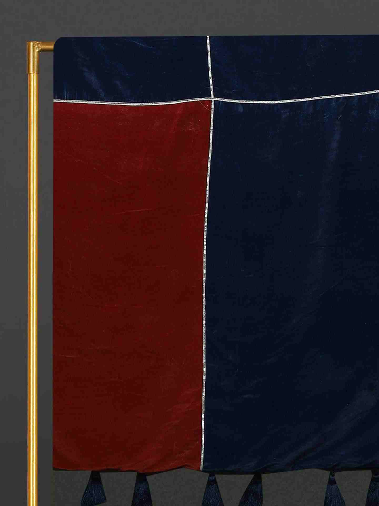 Blue & Red Amer Fort Velvet Bed Cover