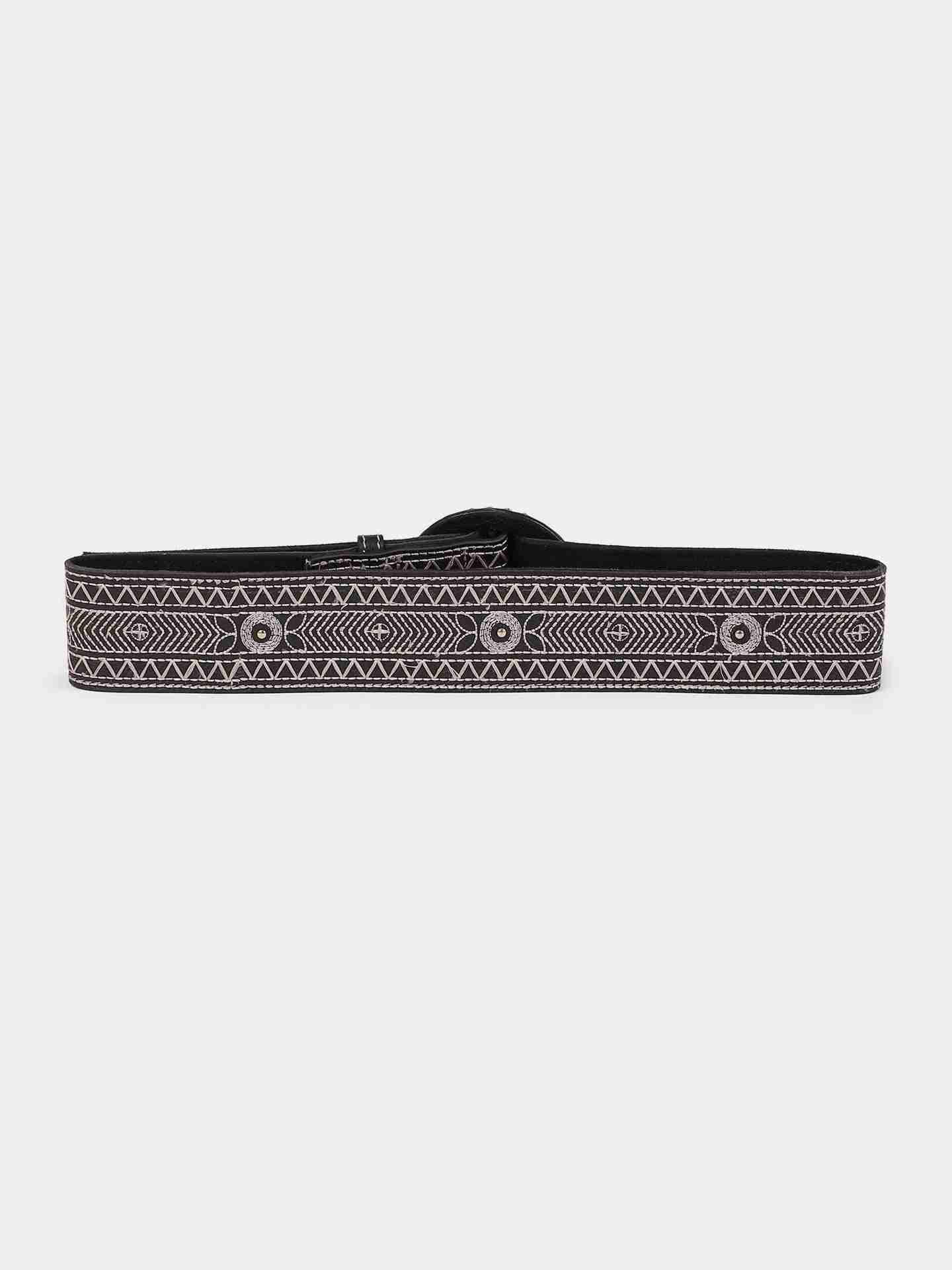 Blue Pichwai Leather Waist Belt