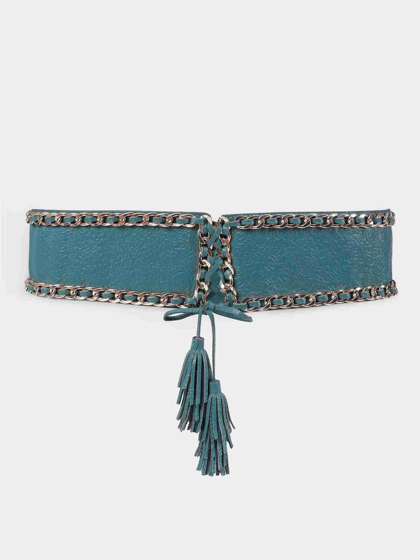 Teal Izah Leather Corset Belt