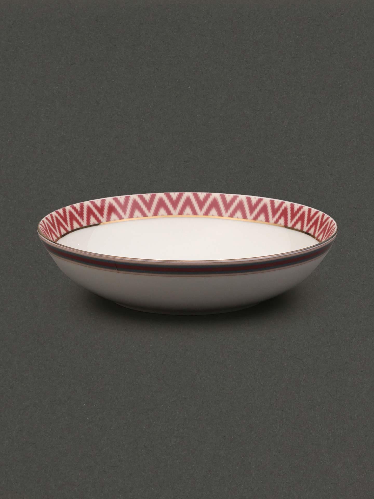 Ecru & Red Flora Katori (Set Of 2)