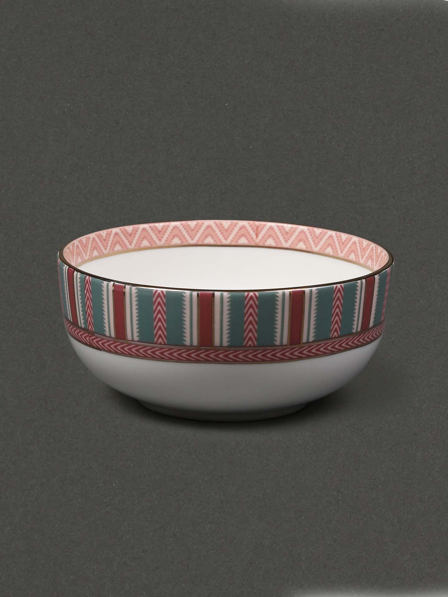 Ecru & Red Flora Salad Bowl