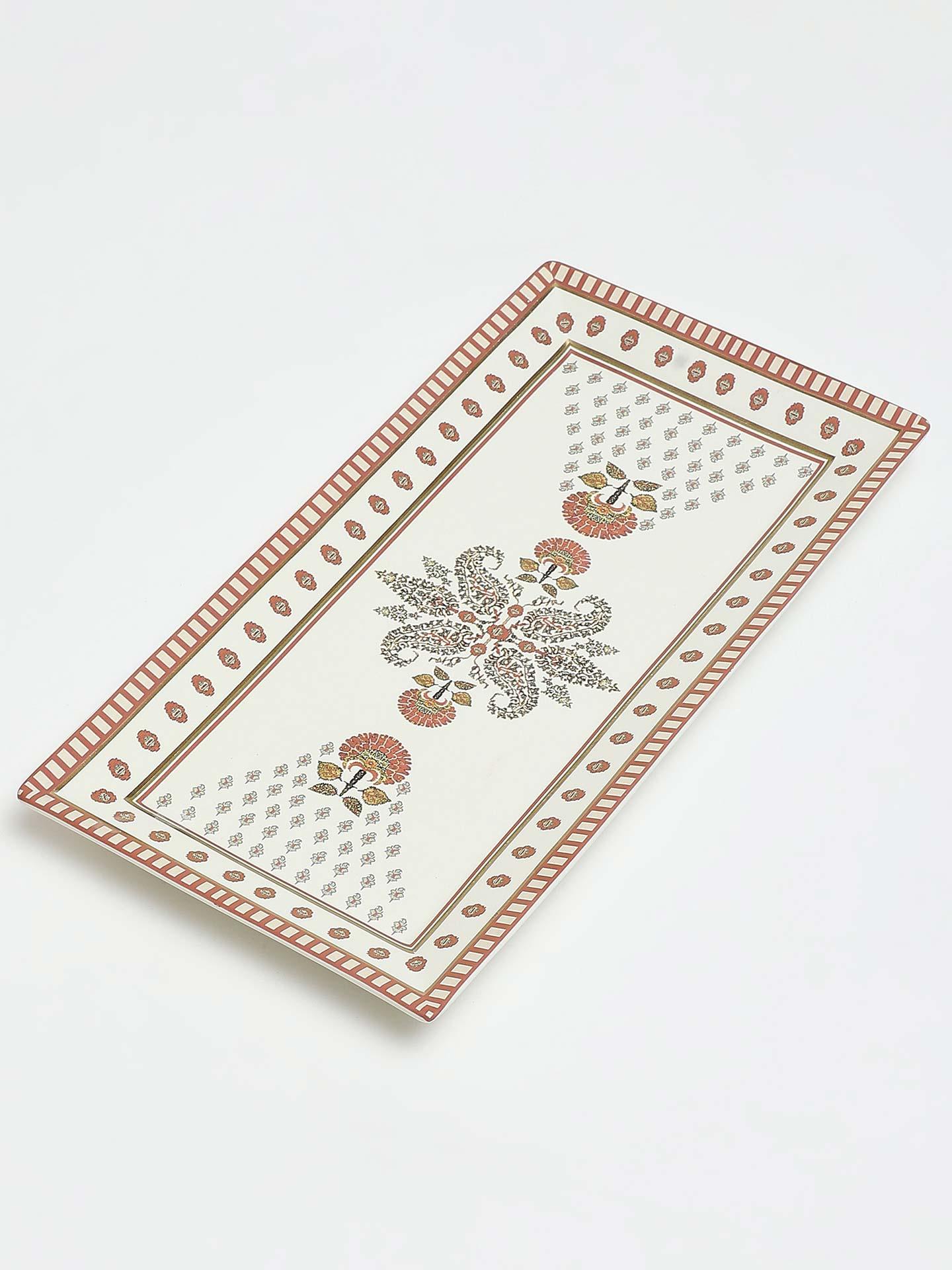 Beige Kashmiri Booti Serving Bowl