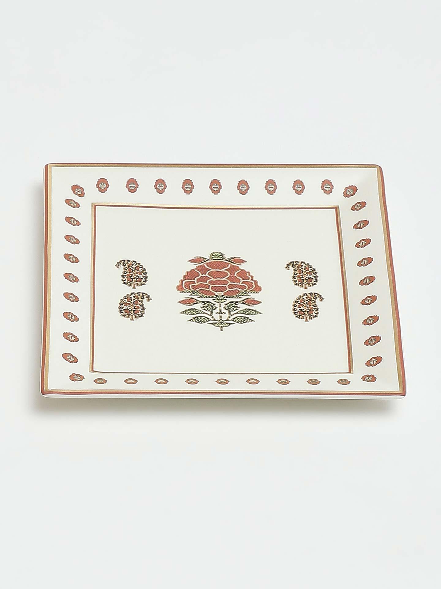 Beige Kashmiri Booti Serving Bowl