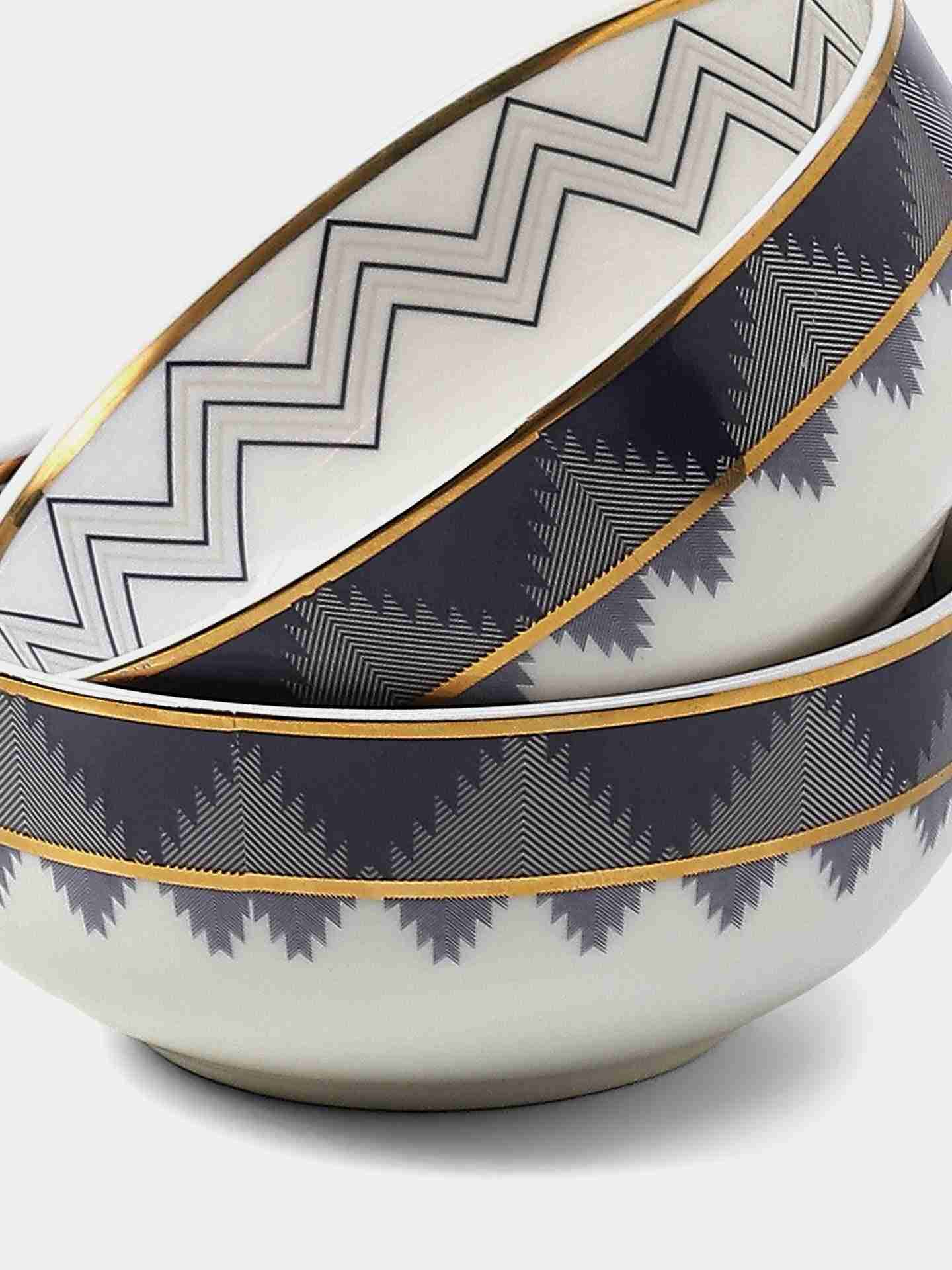 Gray & Blue Ikat Veg Bowls (Set Of 2)