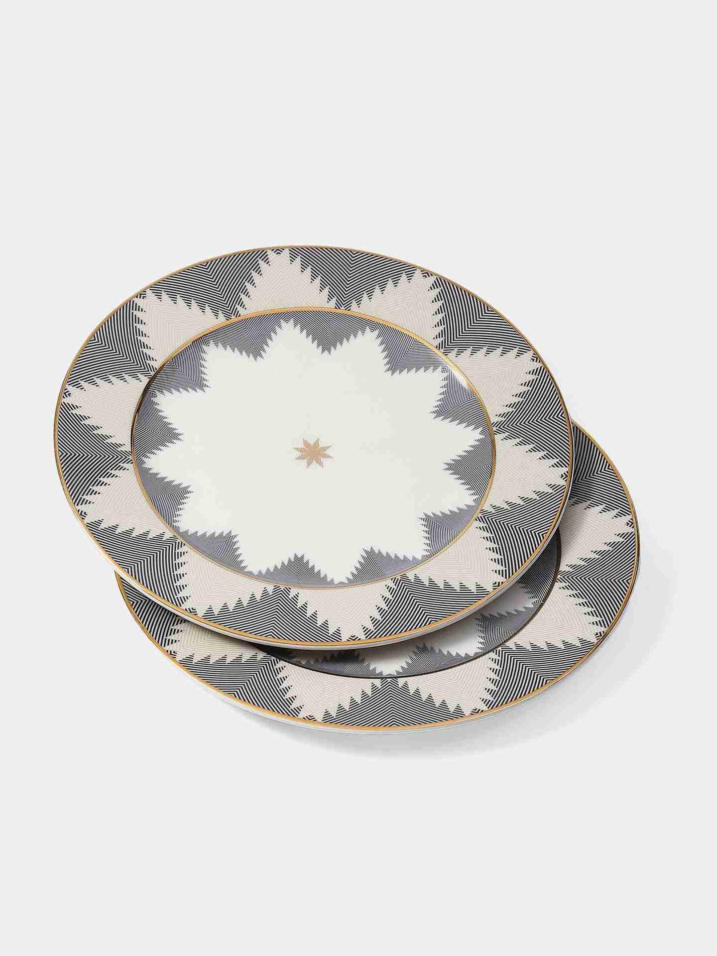 Gray & Blue Ikat Serving Bowl