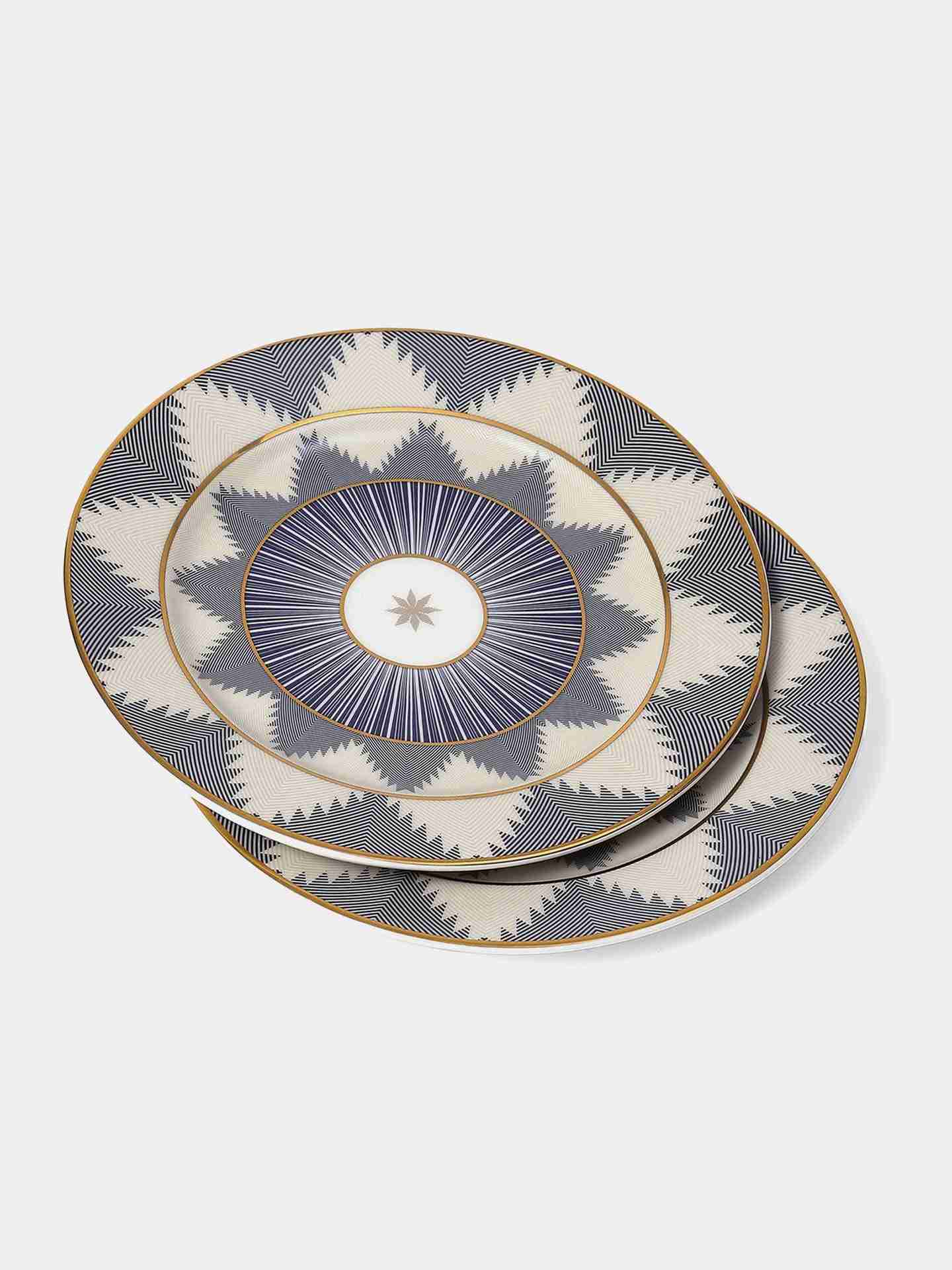 Gray & Blue Ikat Serving Bowl