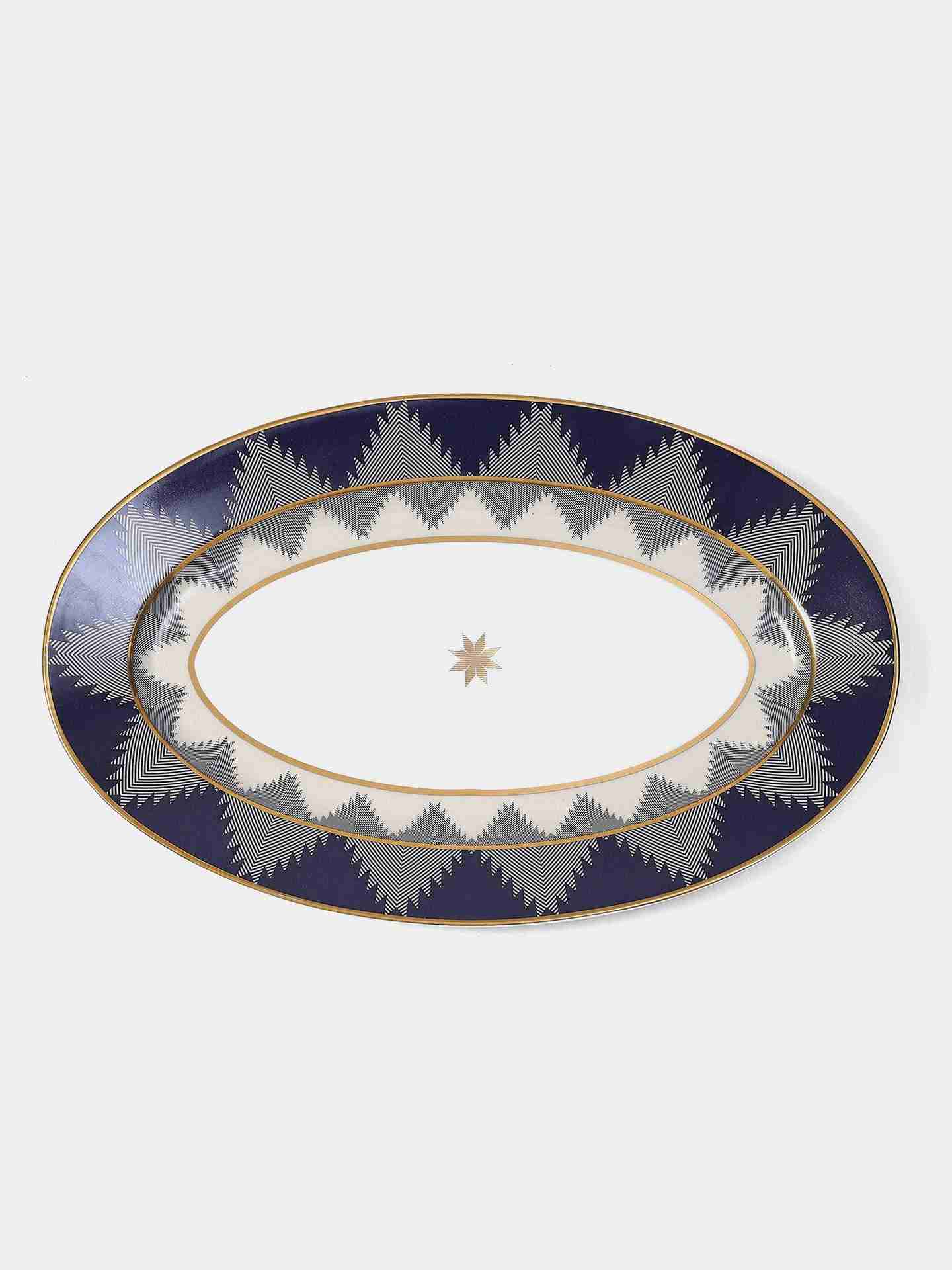 Gray & Blue Ikat Serving Bowl
