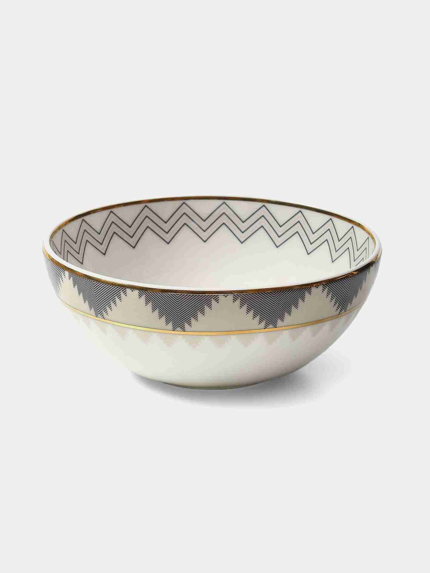 Gray & Blue Ikat Serving Bowl