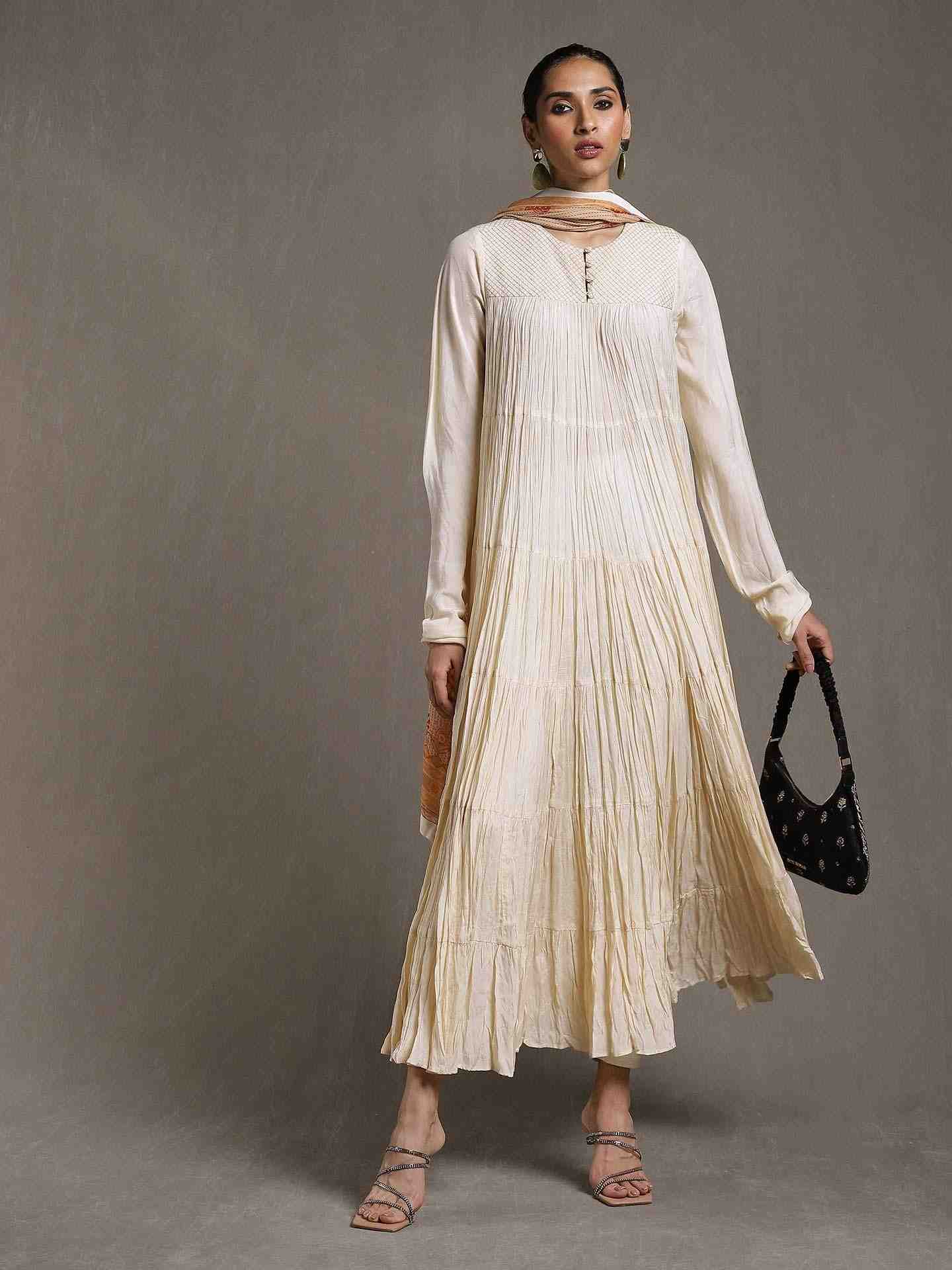 Off White Erham Anarkali Suit Set