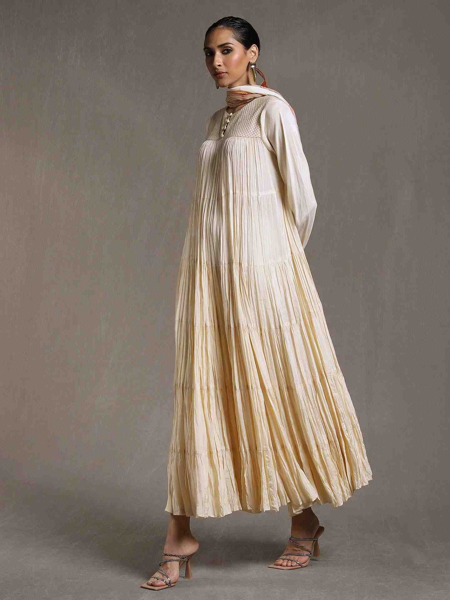 Off White Erham Anarkali Suit Set