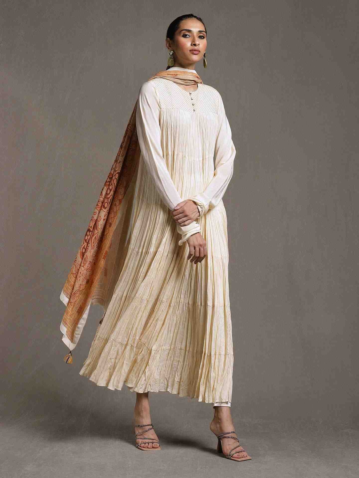 Off White Erham Anarkali Suit Set