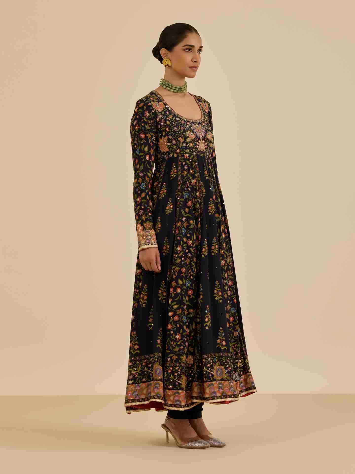 Black & Multi Pintado Suit Set