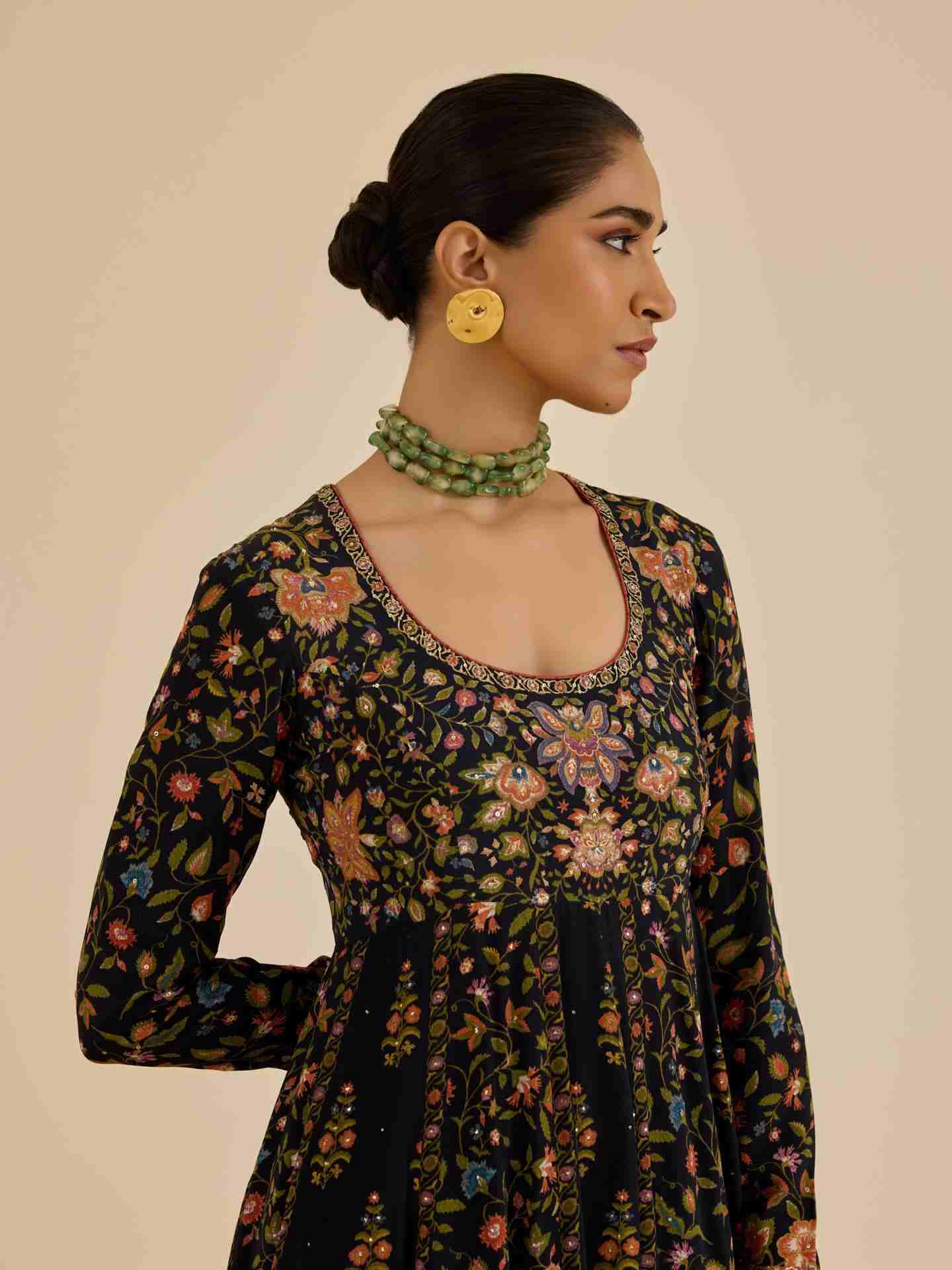 Black & Multi Pintado Suit Set