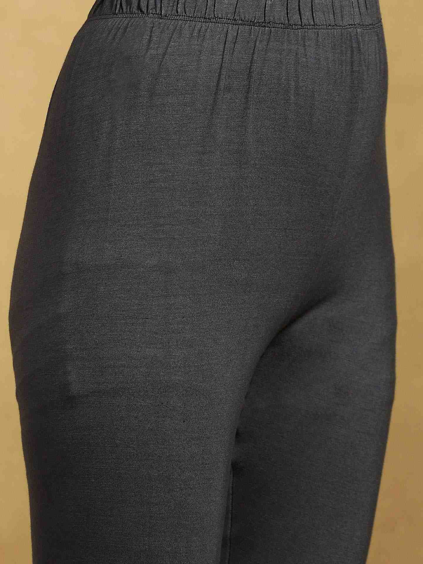 Charcoal Grey Alexander Crepe Anarkali Suit Set