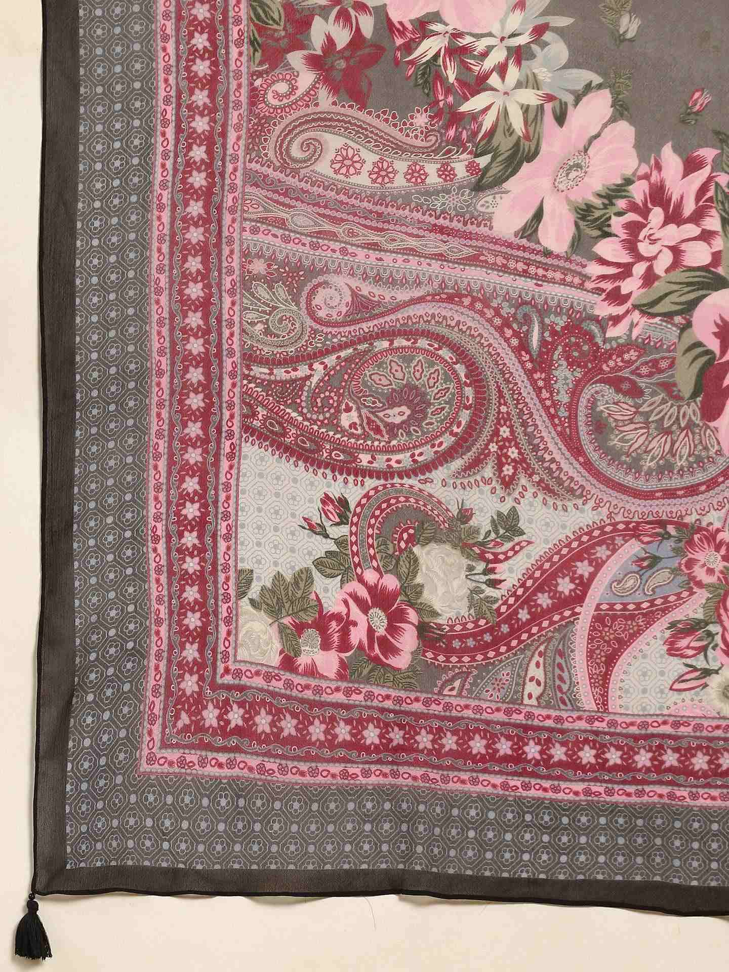 Charcoal Grey Alexander Crepe Anarkali Suit Set