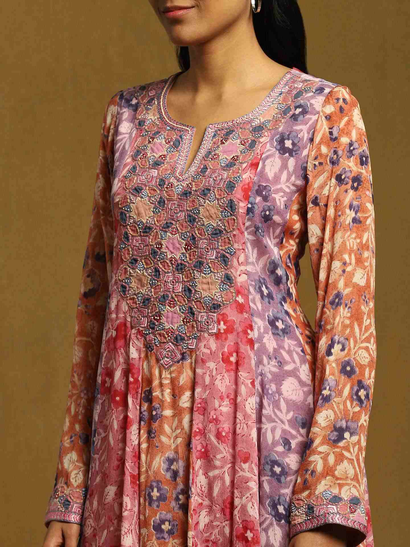 Purple Mumtaz Anarkali Suit Set