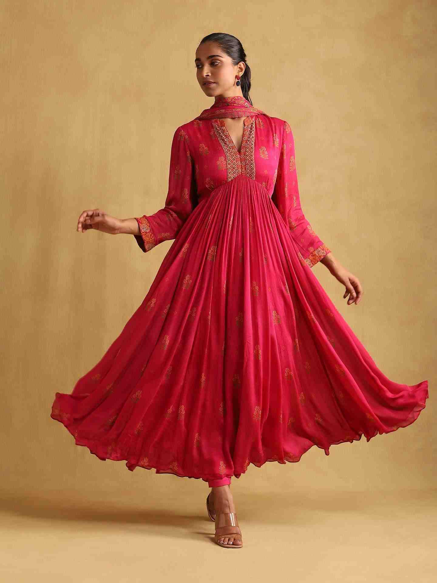 Pink Judy Anarkali Suit Set