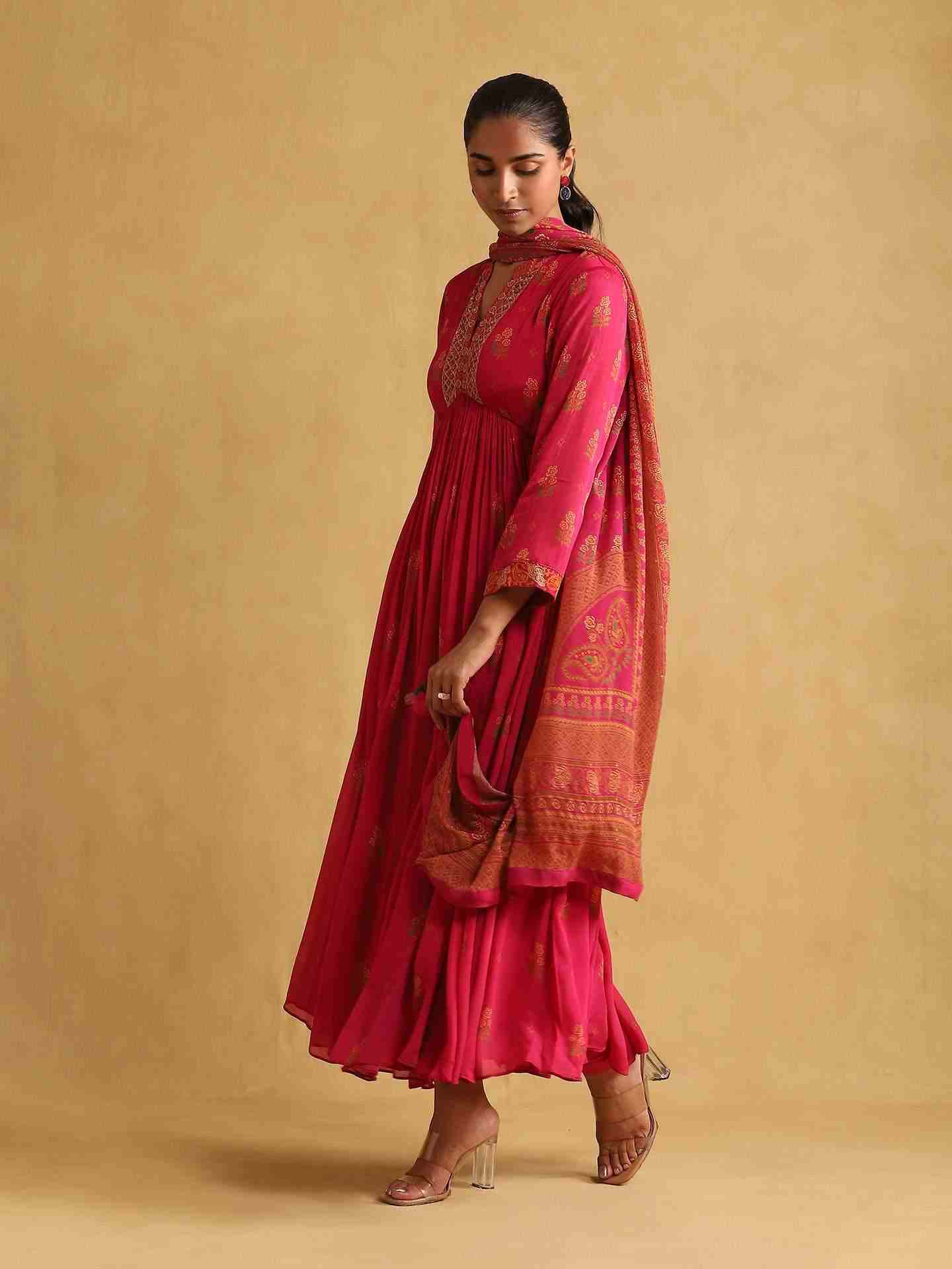 Pink Judy Anarkali Suit Set