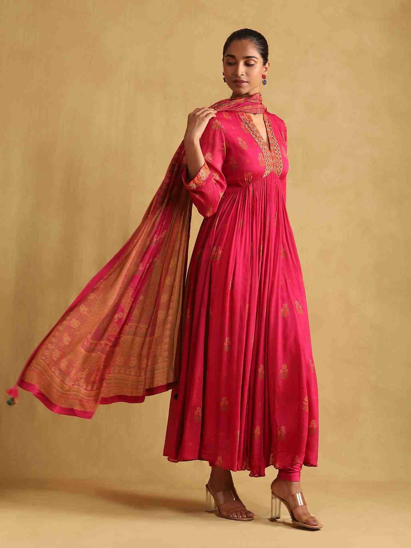 Pink Judy Anarkali Suit Set