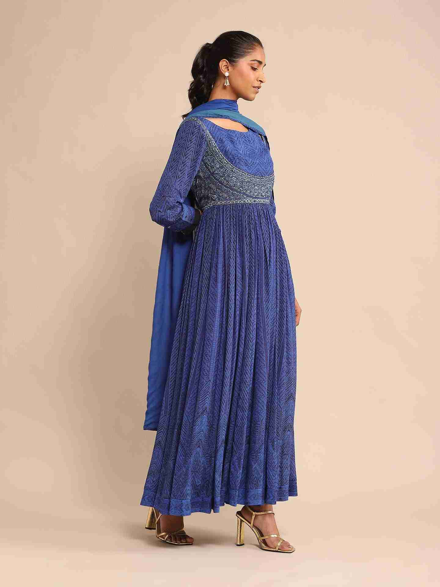 Blue Zanya Anarkali Suit Set