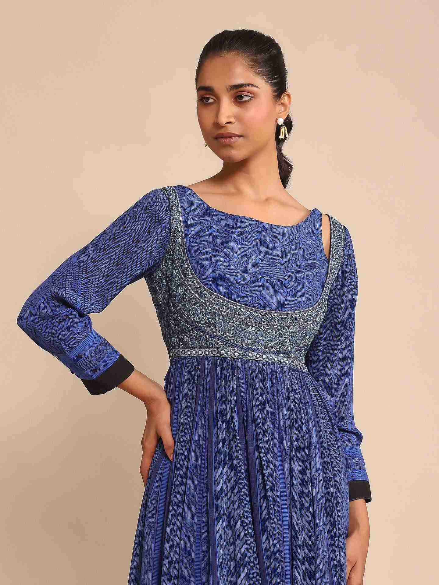 Blue Zanya Anarkali Suit Set
