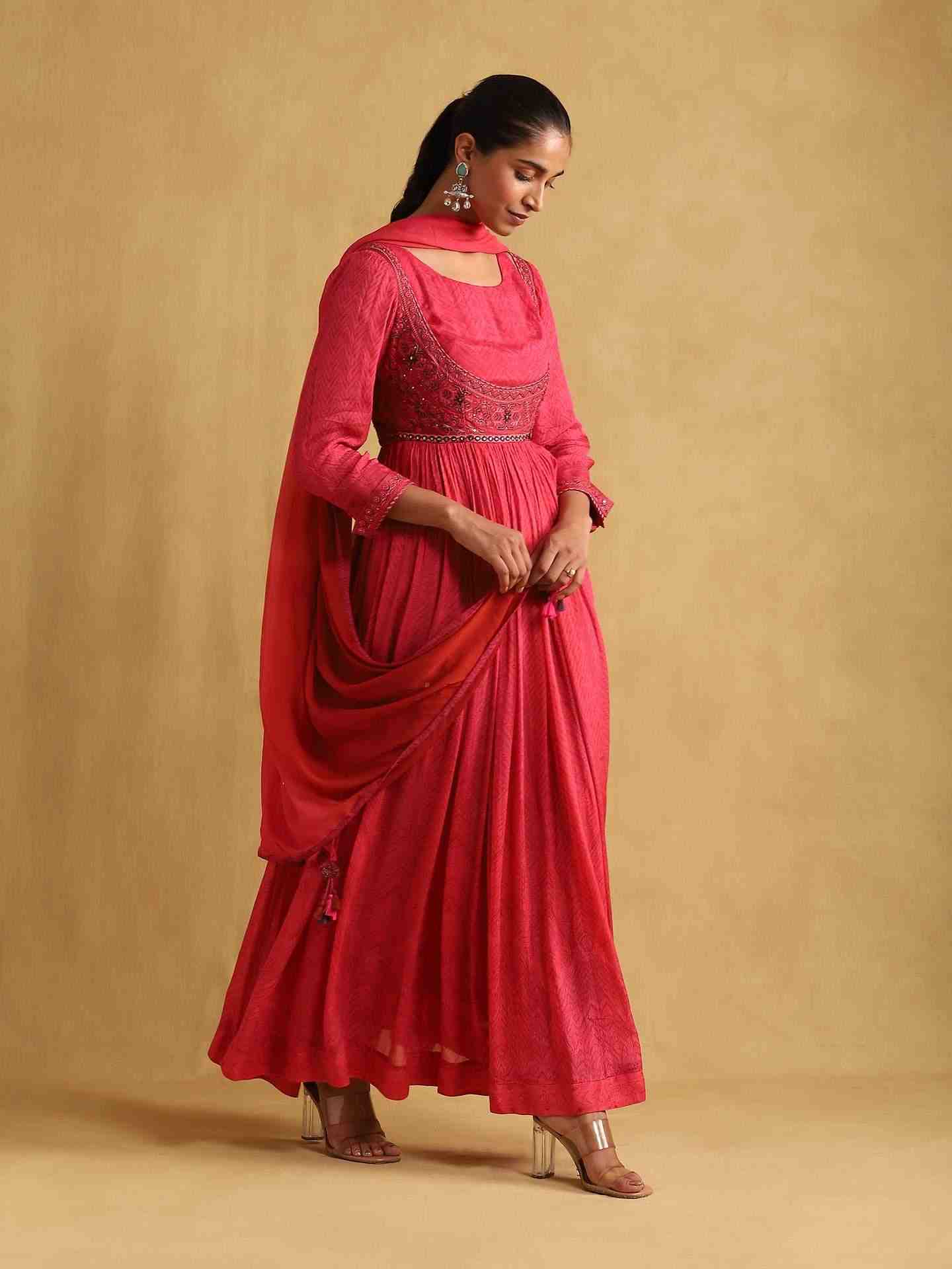 Fuschia Zanya Anarkali Suit Set