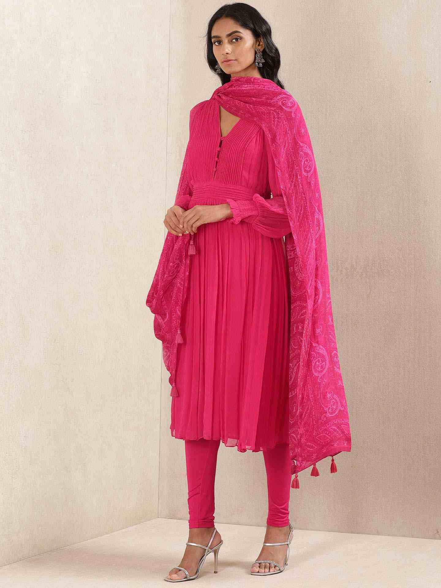 Fuchsia Crystal Anarkali Suit Set
