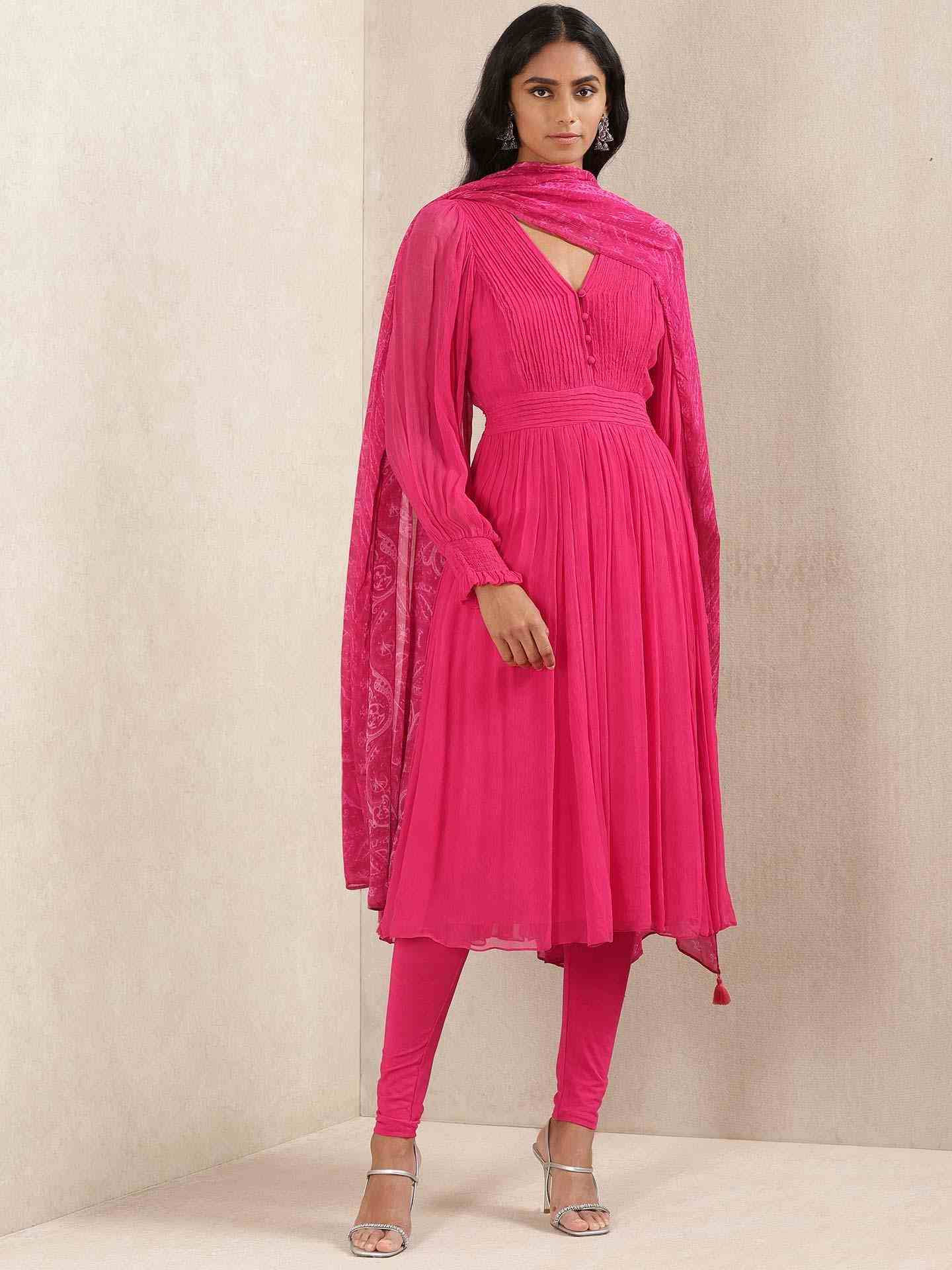 Fuchsia Crystal Anarkali Suit Set