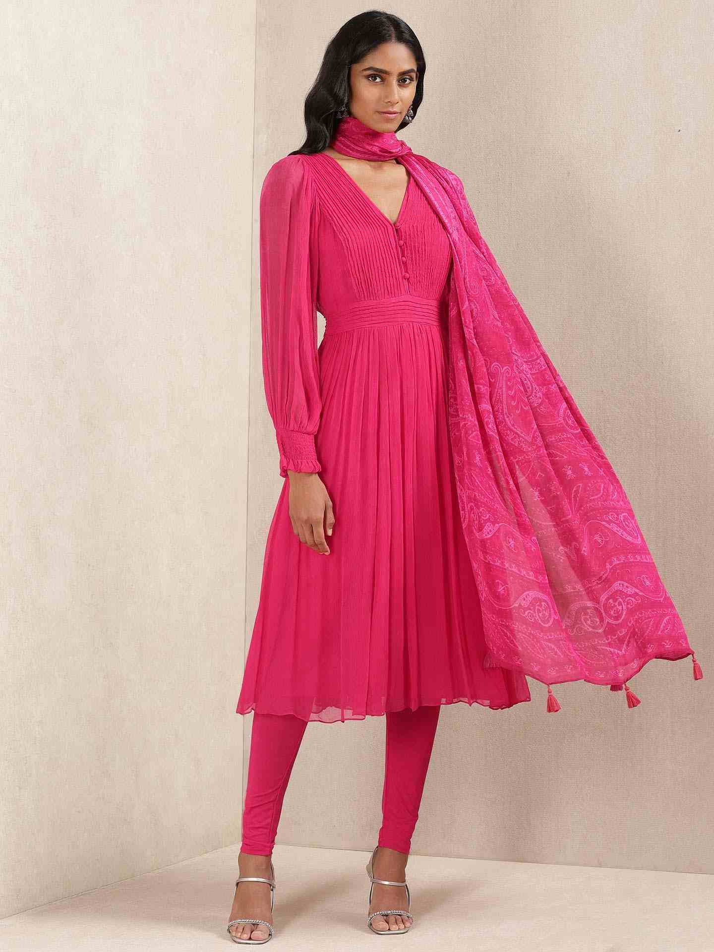 Fuchsia Crystal Anarkali Suit Set