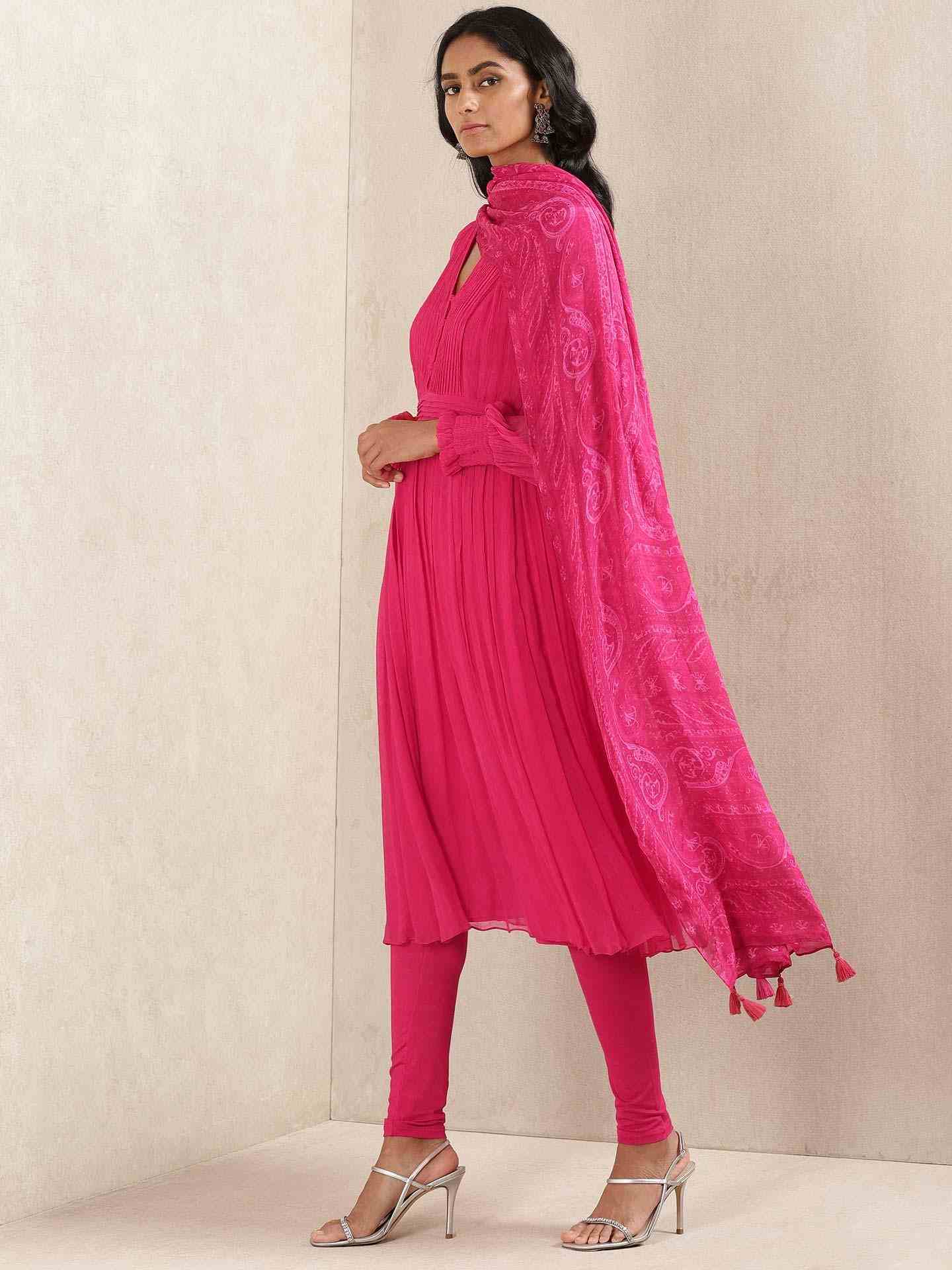 Fuchsia Crystal Anarkali Suit Set