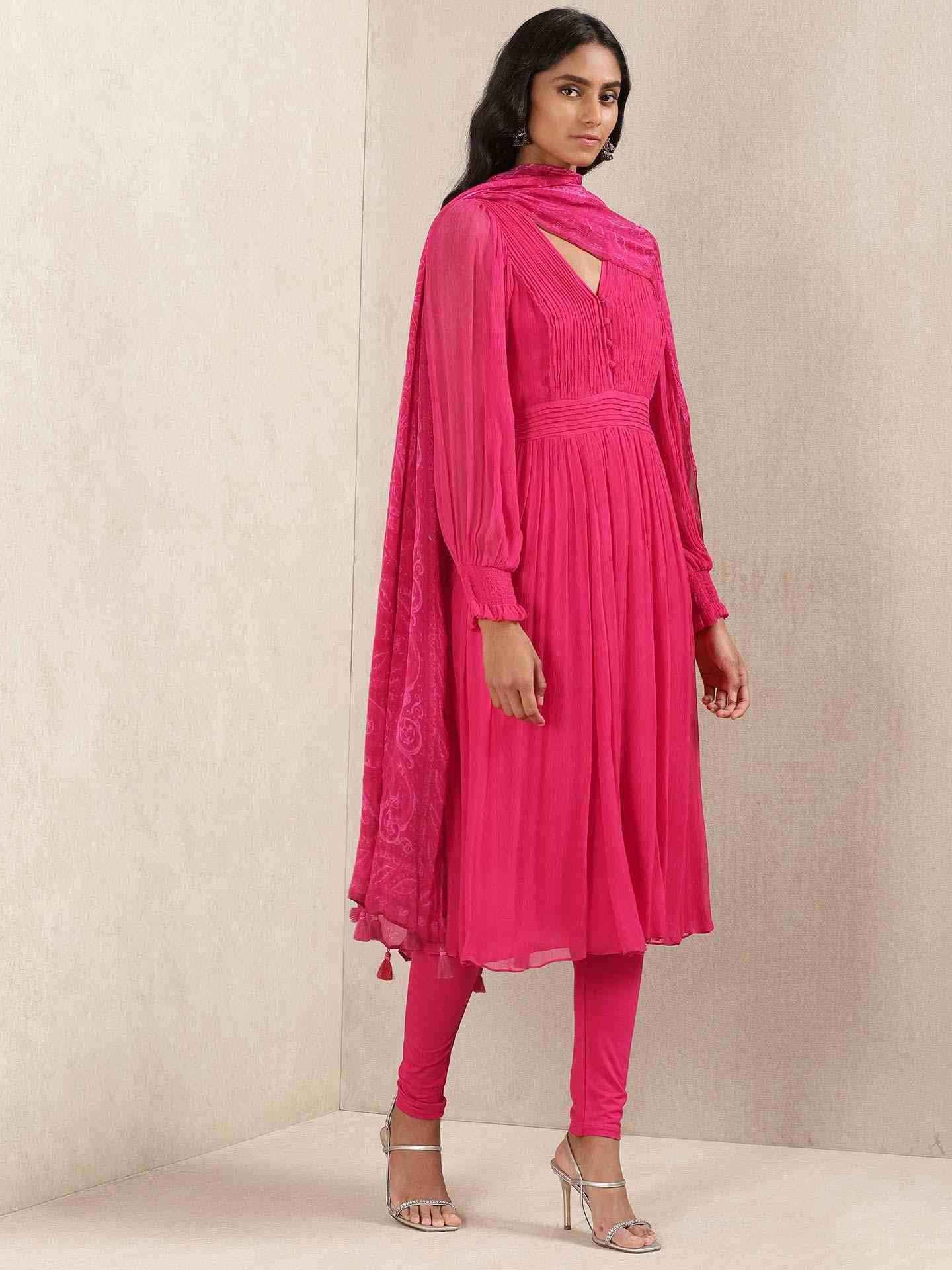 Fuchsia Crystal Anarkali Suit Set