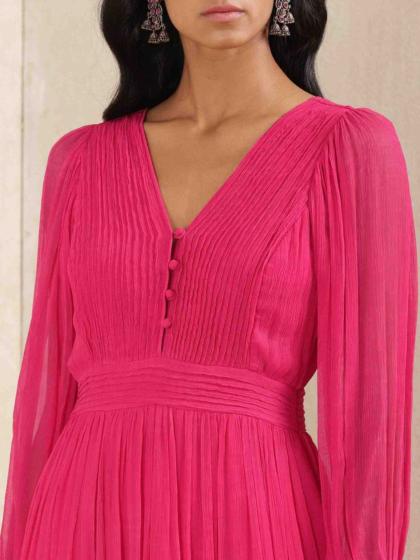 Fuchsia Crystal Anarkali Suit Set