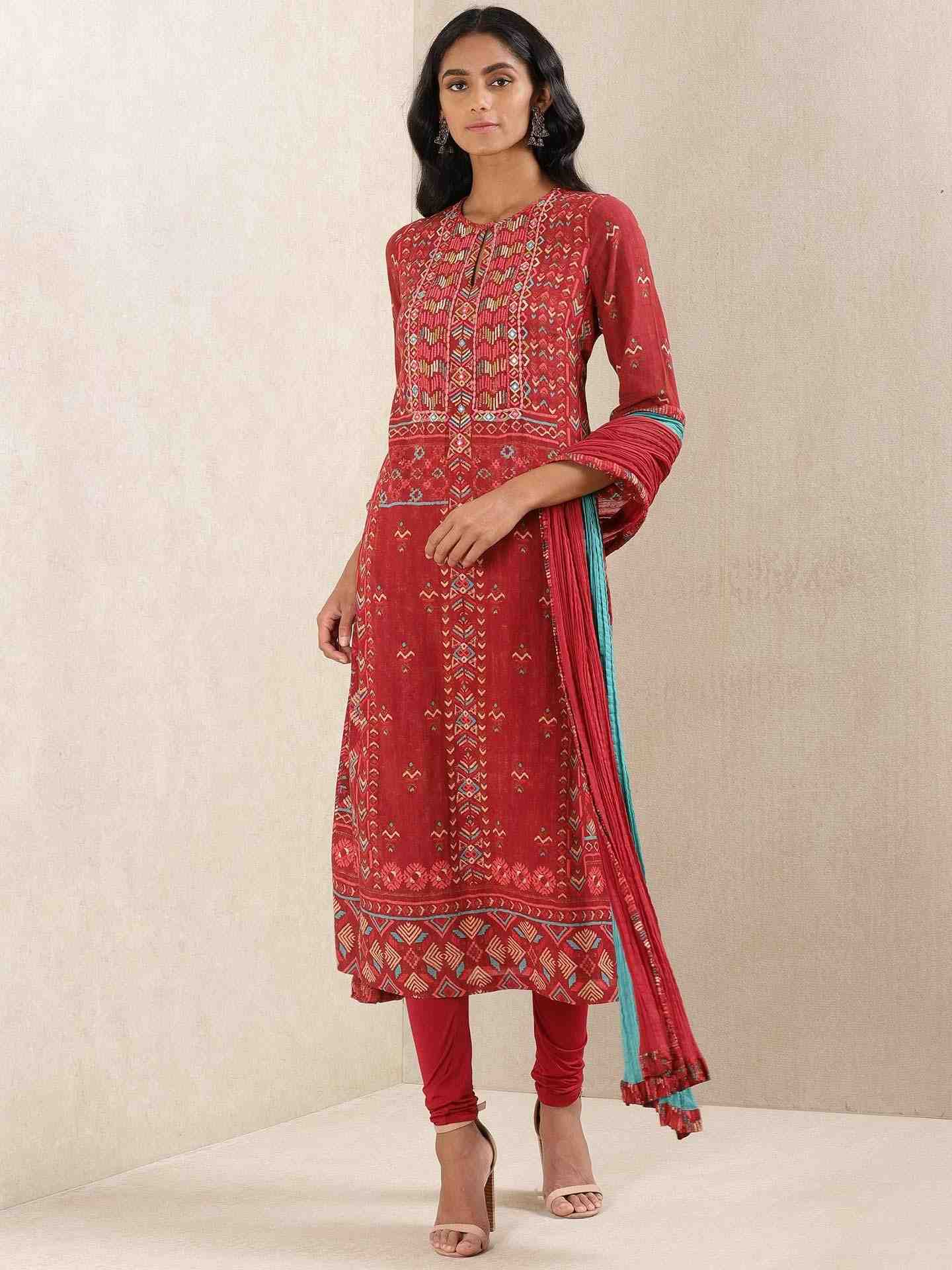 Red Indranil Suit Set