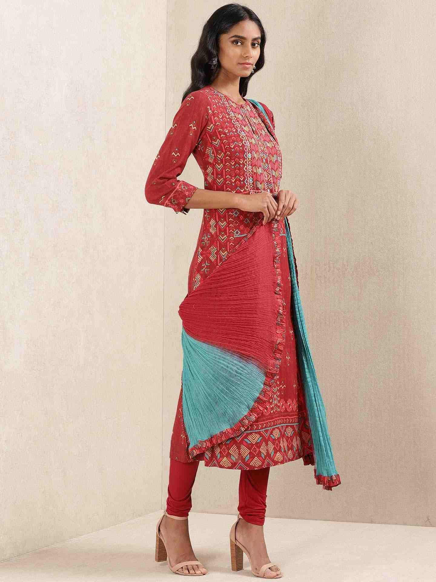 Red Indranil Suit Set