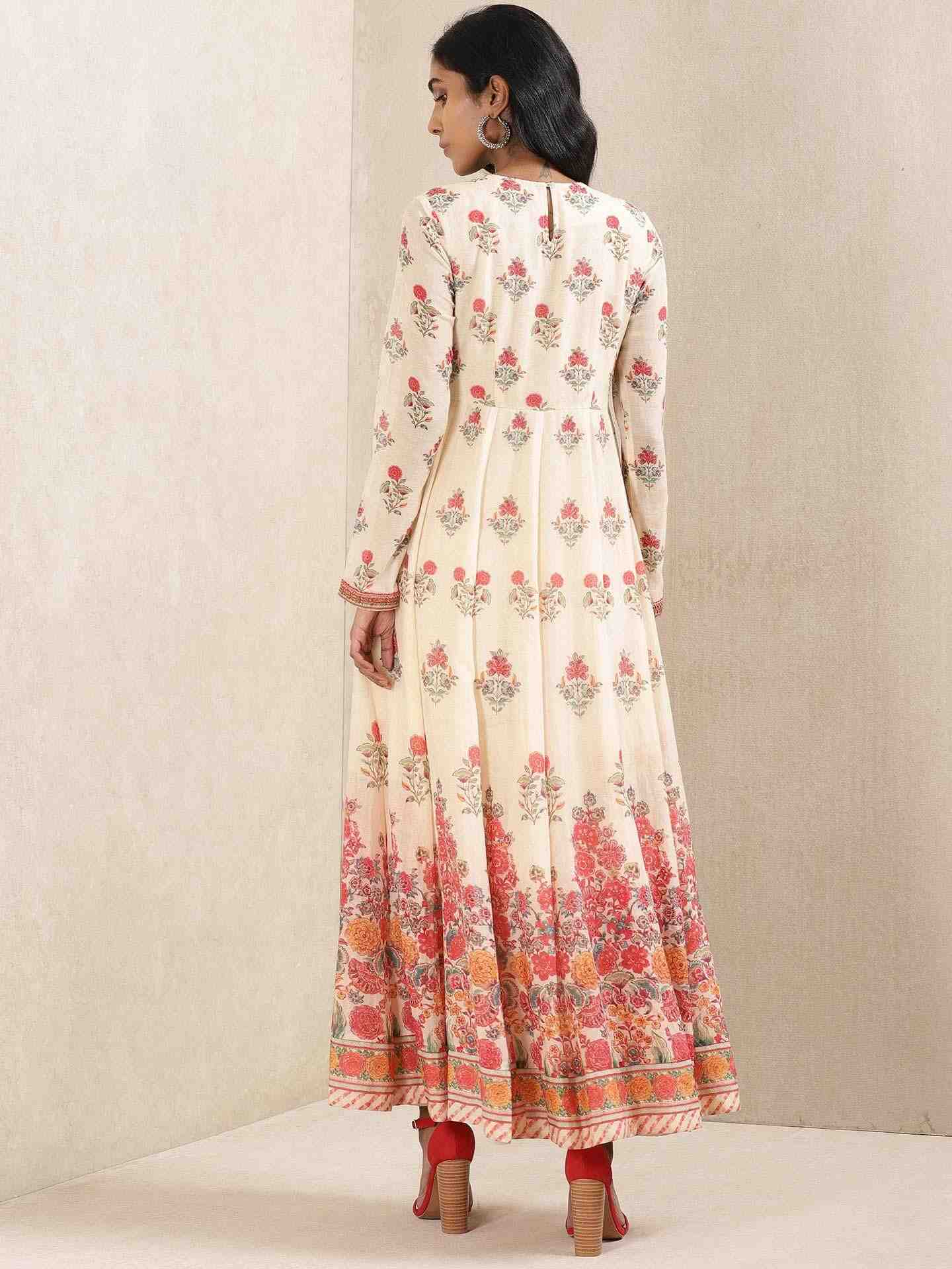 Ecru Keya Layout Anarkali Suit Set