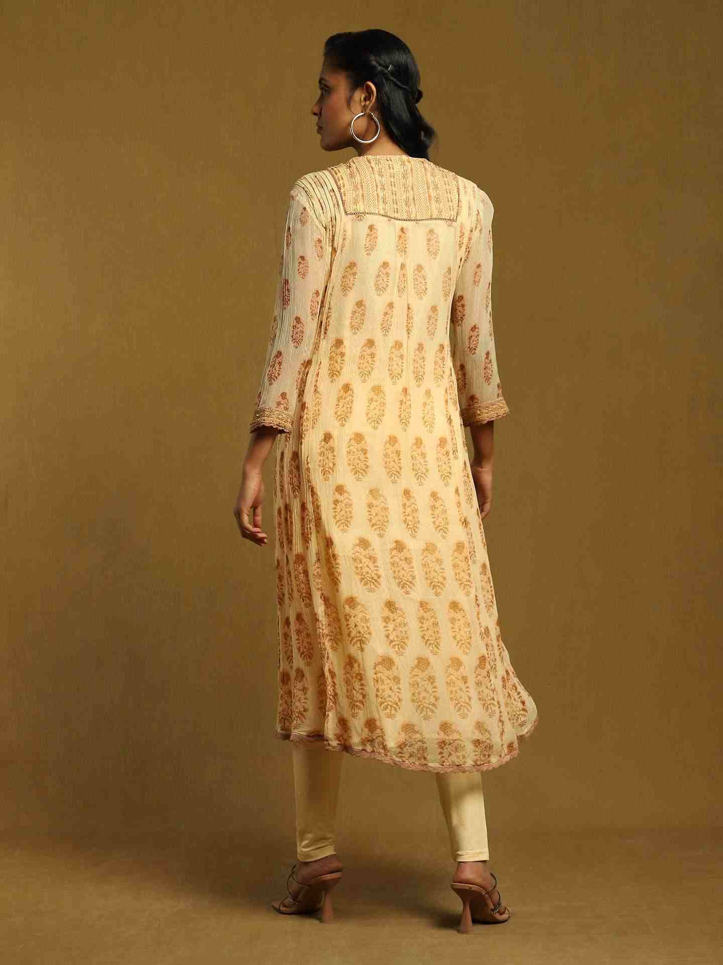 Beige Mogra Butti Suit Set