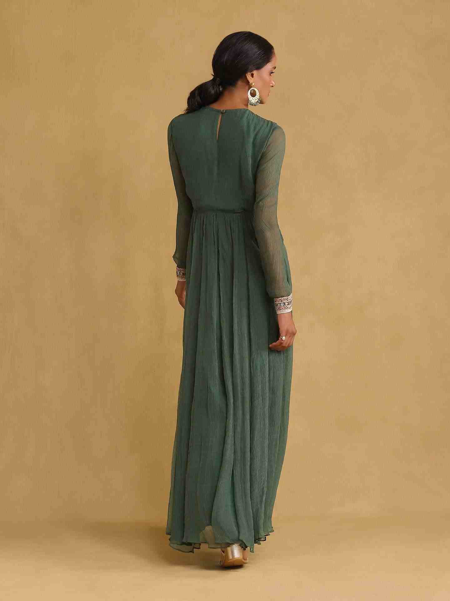 Green Julia Solid Anarkali Suit Set