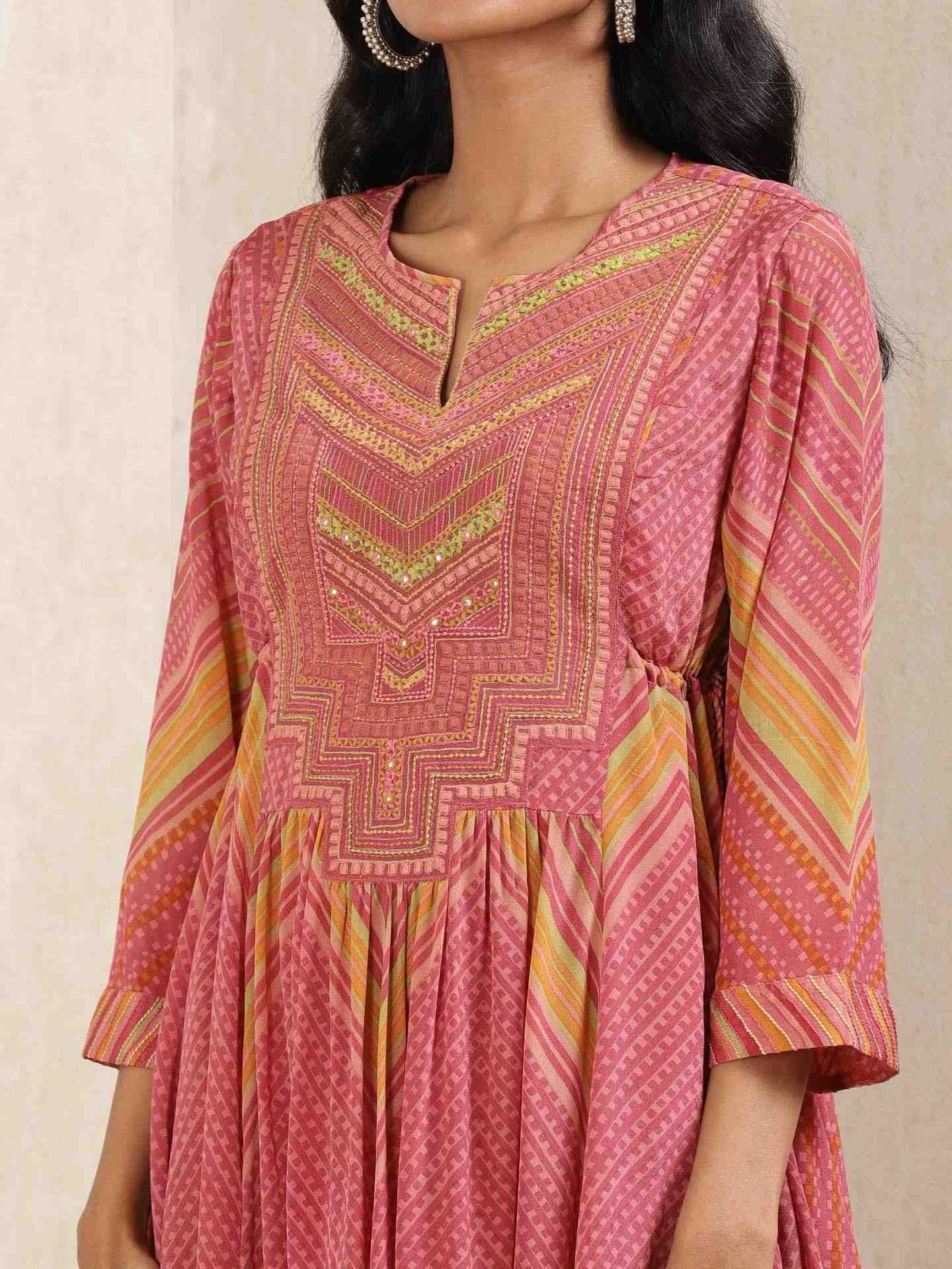 Rose Pink Mothra Anarkali Suit Set