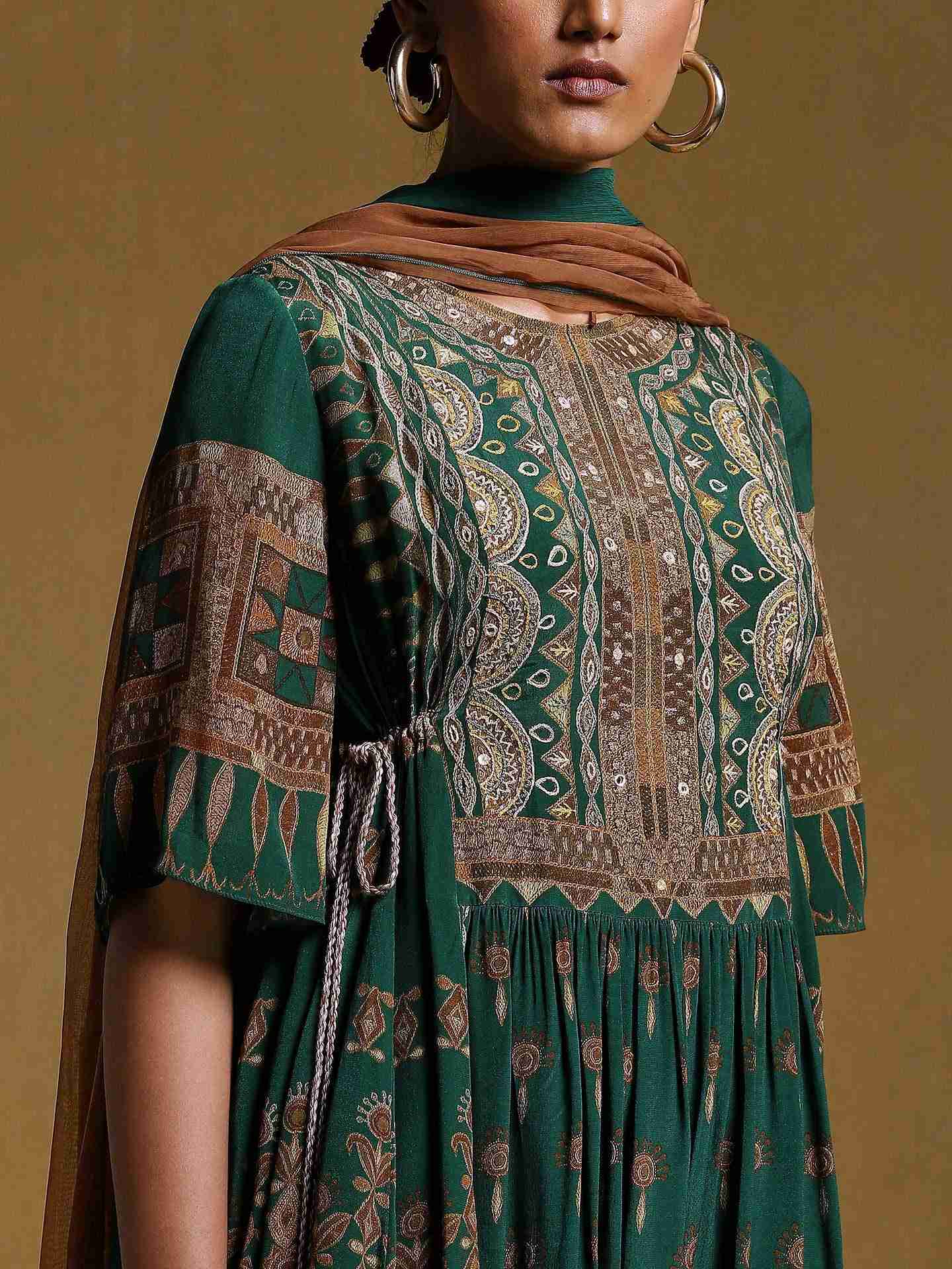 Green Rabari Crepe Suit Set