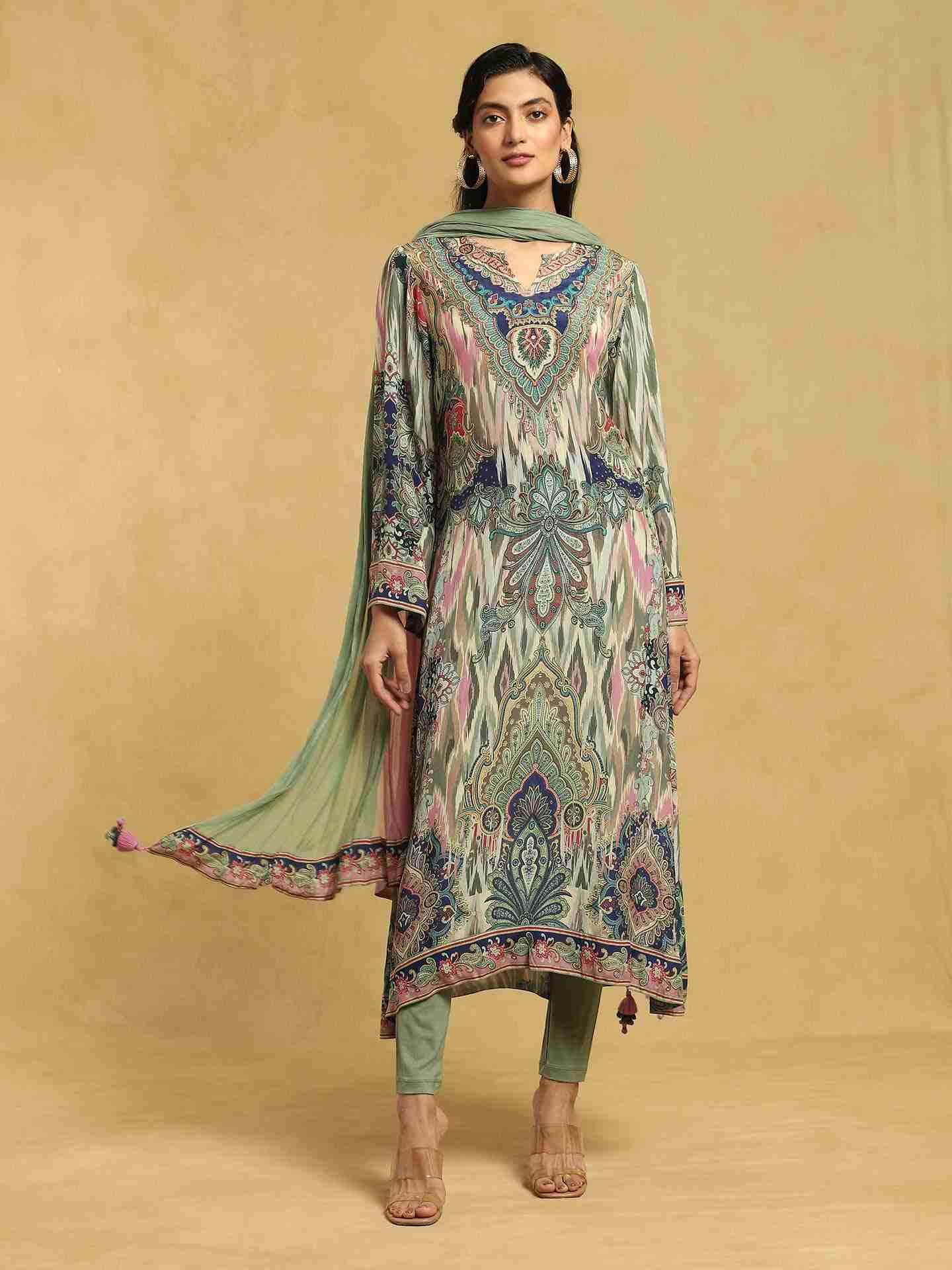 Blue Shubhadra Crepe Suit Set